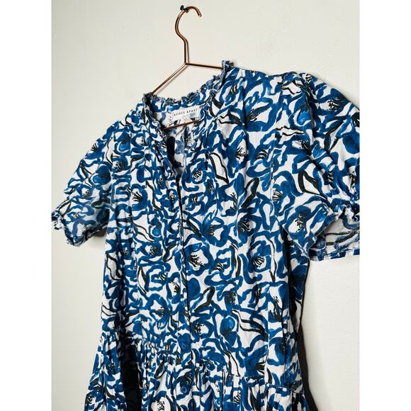 APIECE APART Blue White Floral Cotton Las Alturas Mini Dress Size Small - Picture 4 of 9